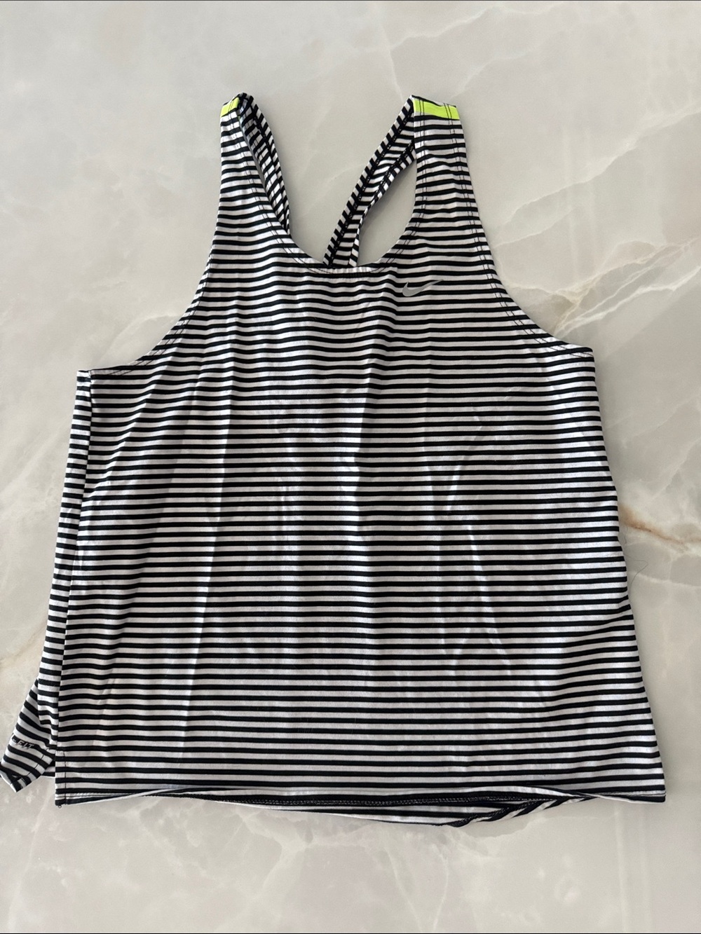 Nike Black & White Striped Racerback Tank with Neon Accent